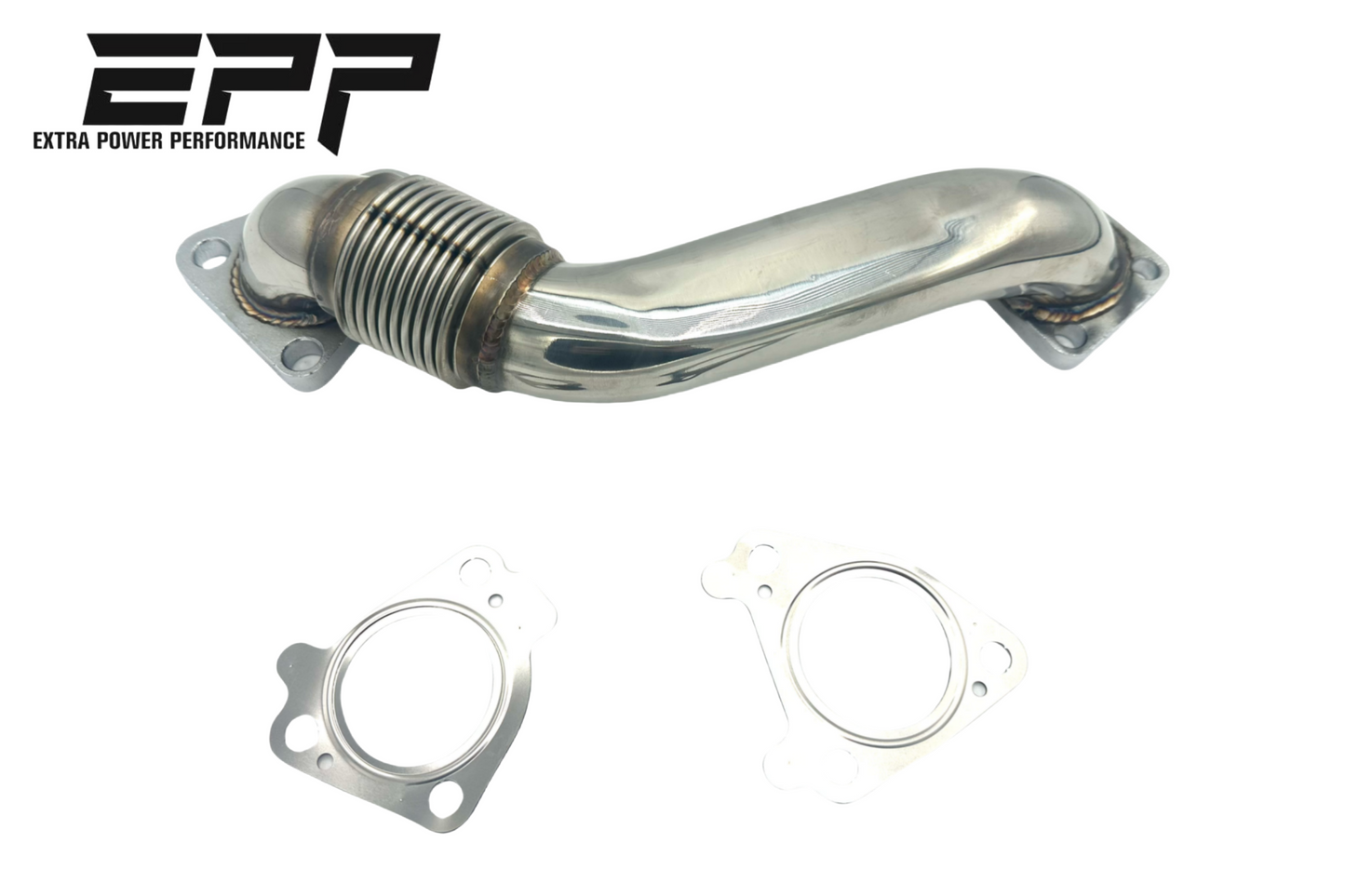 HD 304SS Polished Up Pipes w/ Gaskets for 2001–2016 GMC Chevy 6.6L Duramax Diesel