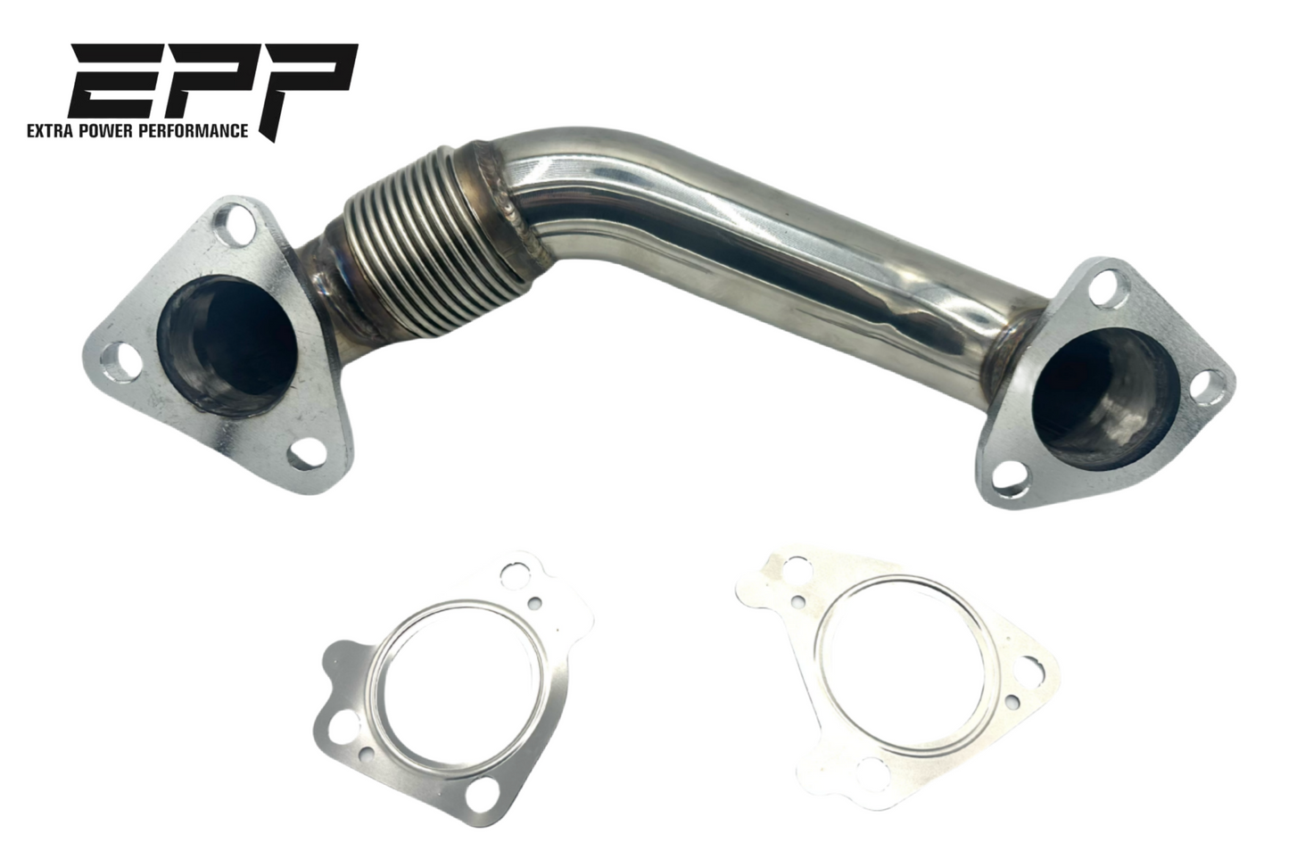 HD 304SS Polished Up Pipes w/ Gaskets for 2001–2016 GMC Chevy 6.6L Duramax Diesel