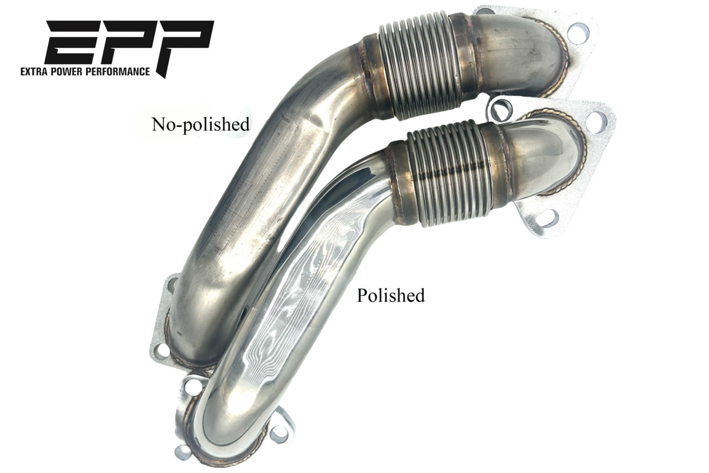 HD 304SS Polished Up Pipes w/ Gaskets for 2001–2016 GMC Chevy 6.6L Duramax Diesel