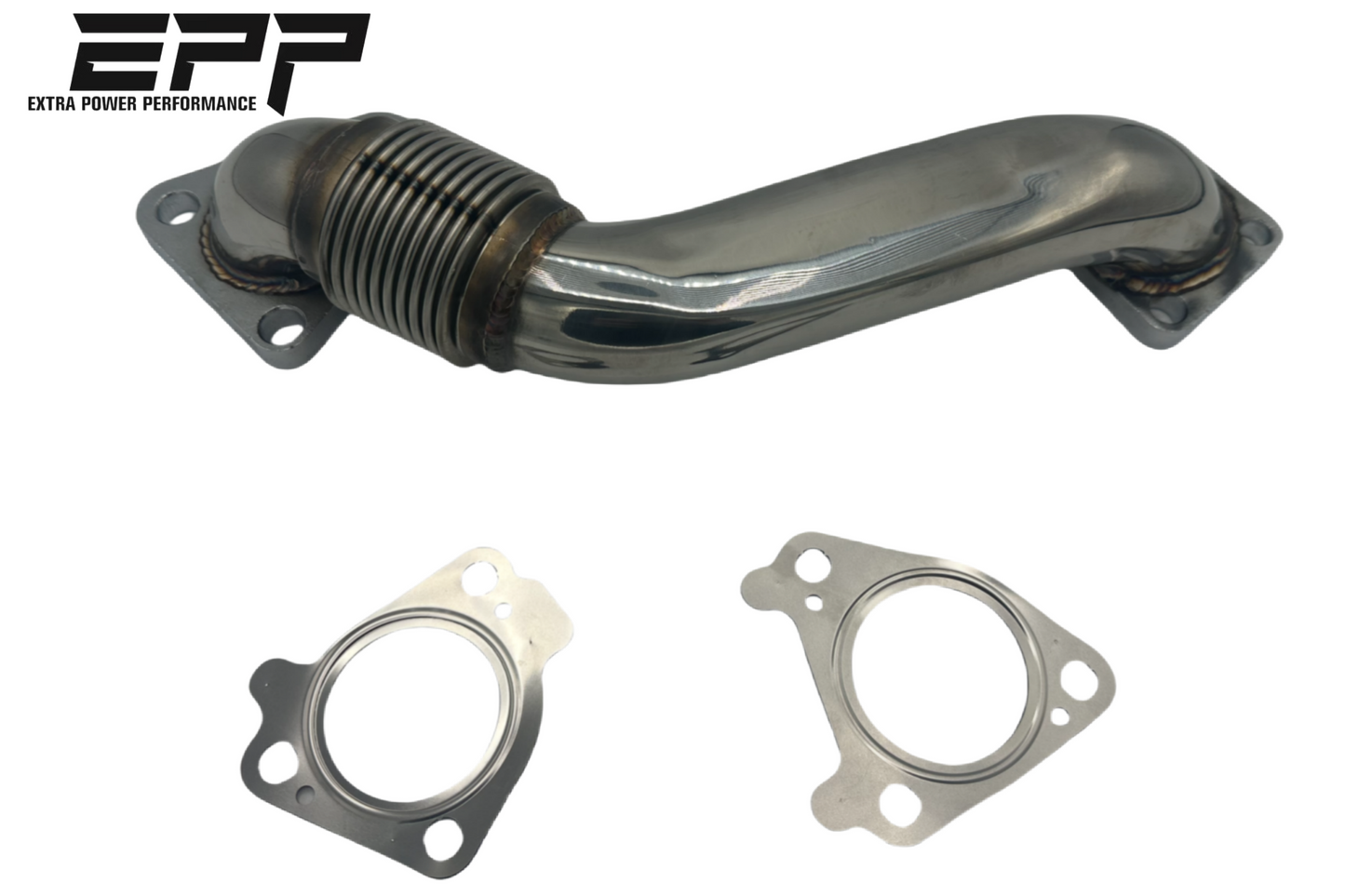 HD 304SS Polished Up Pipes w/ Gaskets for 2001–2016 GMC Chevy 6.6L Duramax Diesel